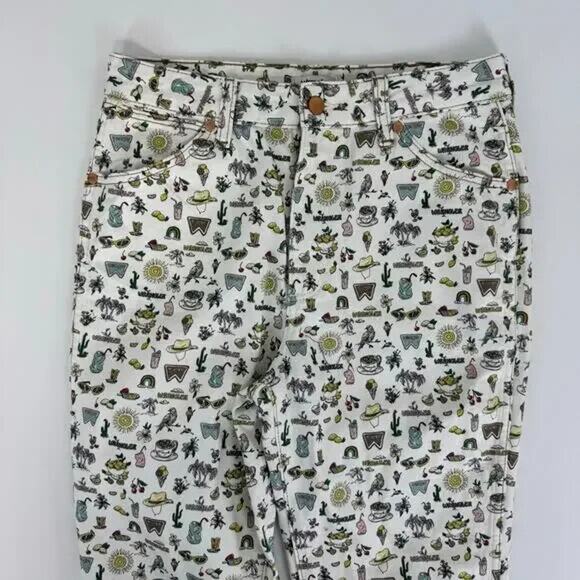 WRANGLER LIFE'S LEMONS HI RISE KICK FLARE WHITE DENIM JEANS - Picture 6 of 11